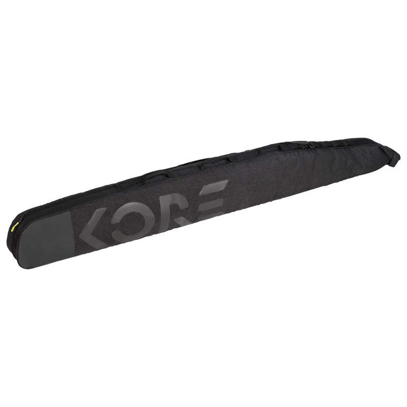 LangeDark ski bag from the Head Kore brand, slanted. The brand logo "KORE" is printed on. Carrying handles are visible.