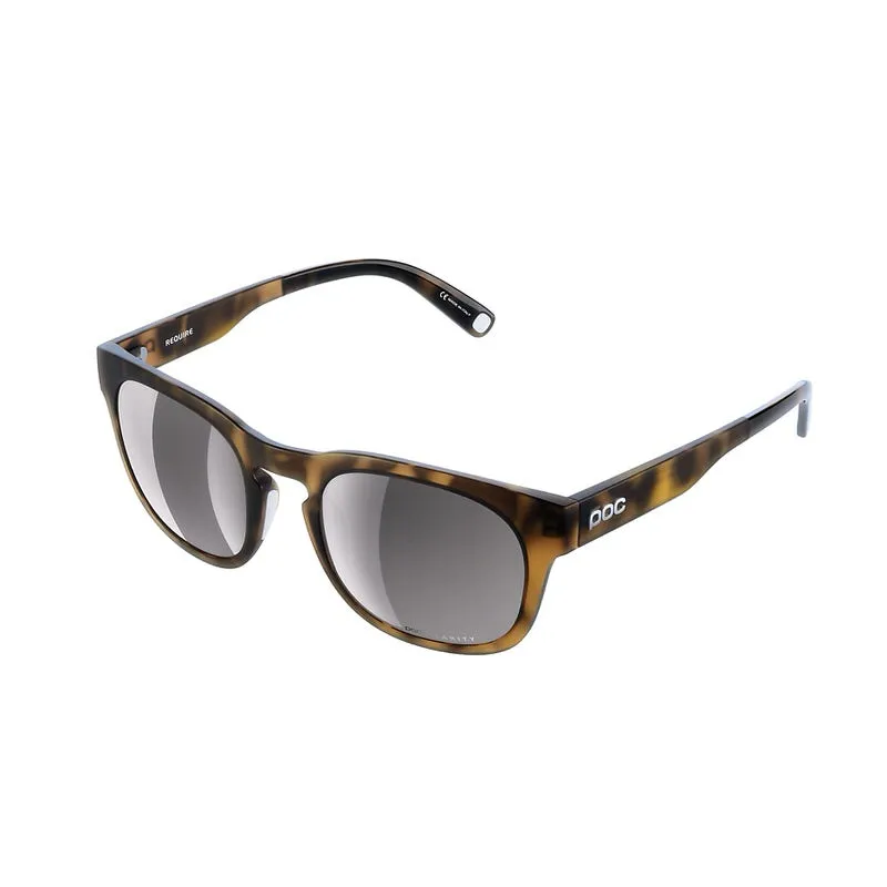 POC Require sunglasses in tortoiseshell brown with purple-silver mirrored lenses.