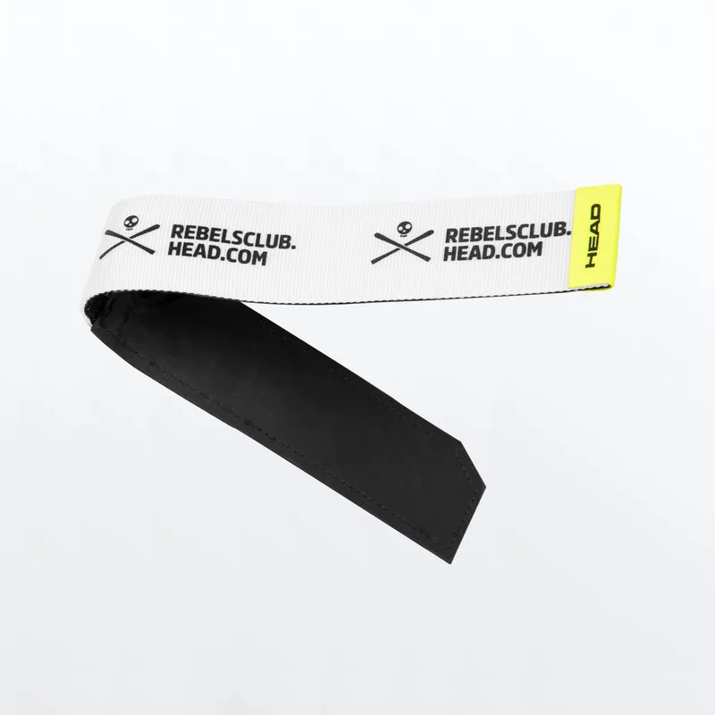 Head Rebels Skifix in Gelb-Weiss mit Logo und schwarzer Innenseite.