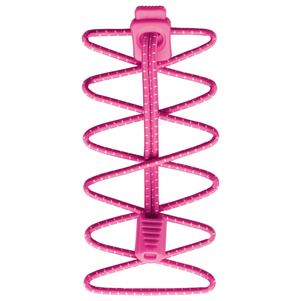 Lacci Run rosa: lacci elasticizzati con puntini bianchi e chiusura.