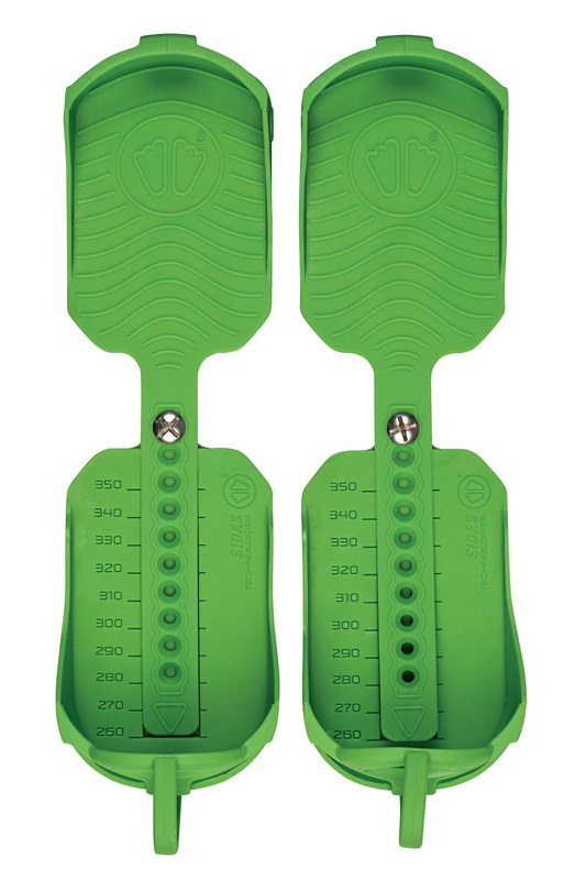 Grüne Sidas Skiboot Traction Schuhkrallen mit Größenangabe. Antirutschsohle für Skischuhe.
