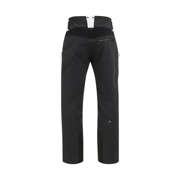 Pantaloni da sci Head Ski neri da uomo, a vita media, con cintura bianca e tasche laterali con zip.