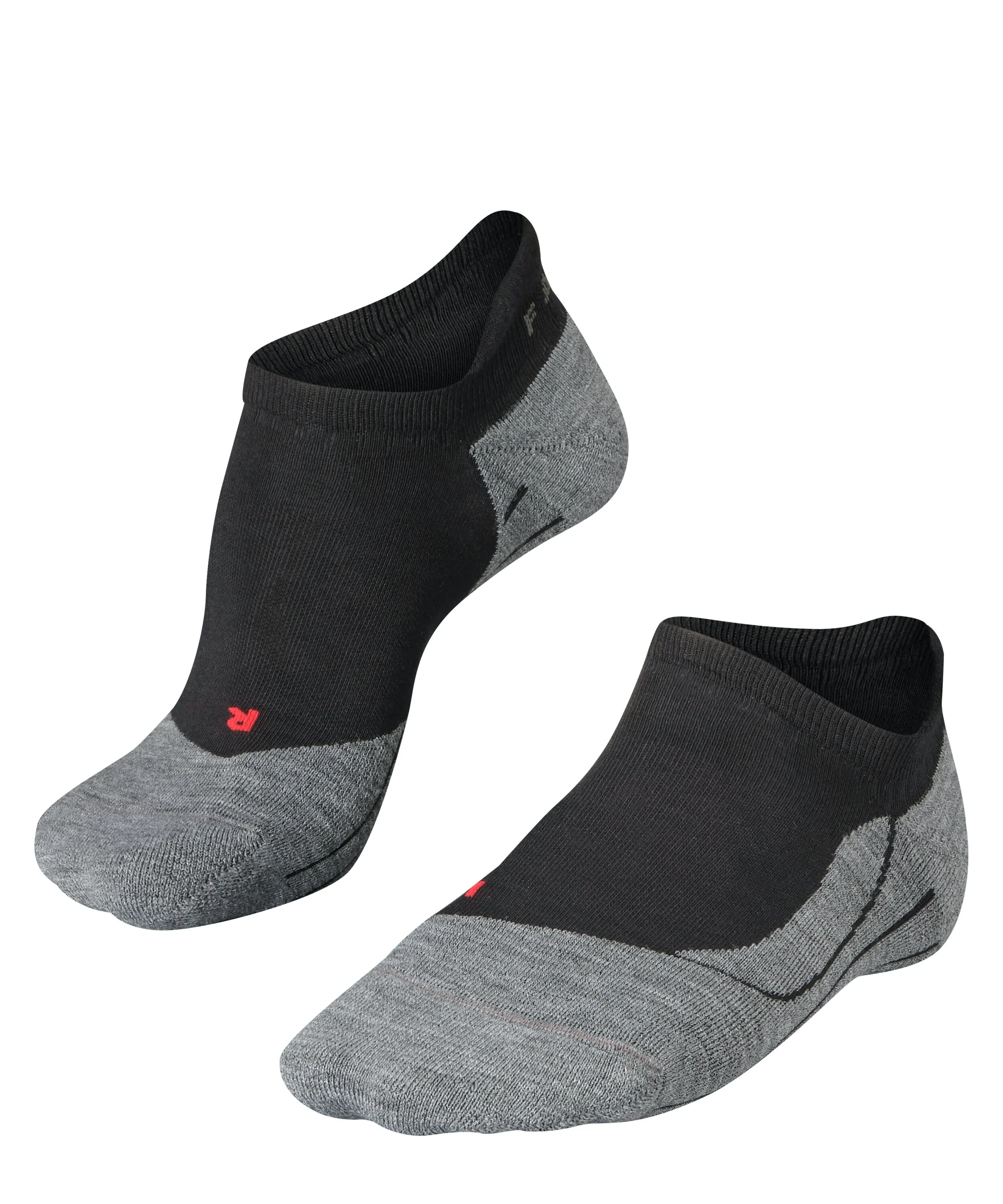 Lot de deux chaussettes de course courtes, noires et grises, pour hommes.