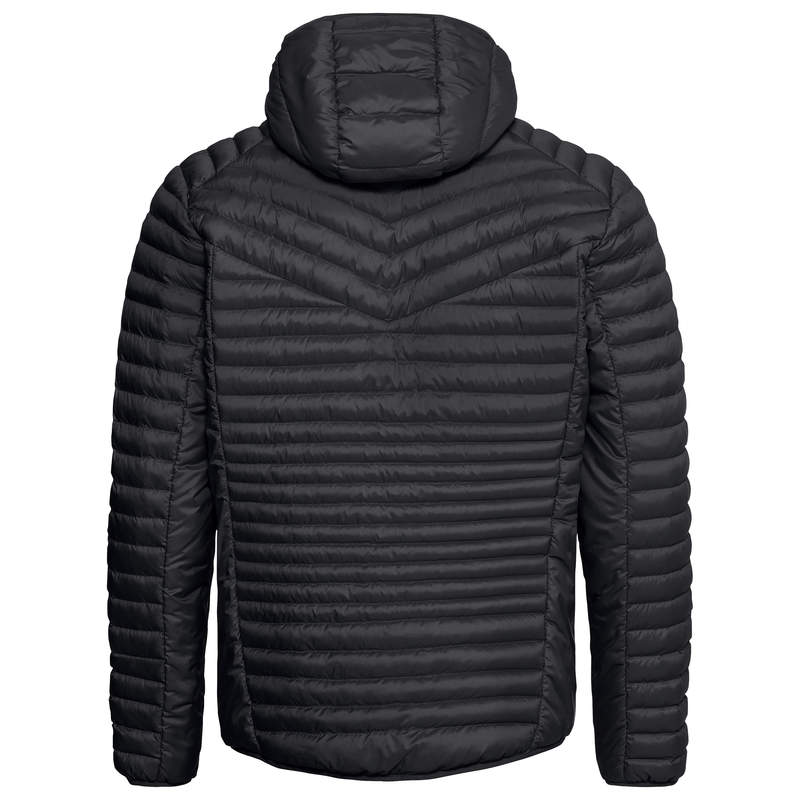 Rückansicht der schwarzen Head Primo Hooded Jacket mit Kapuze und horizontaler Steppung.