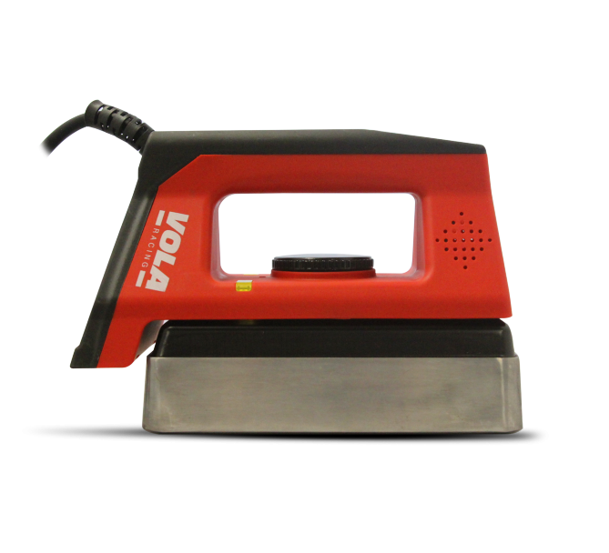 Rotes Digital Iron Pro Wachseisen mit silberner Heizplatte und schwarzem Griff.