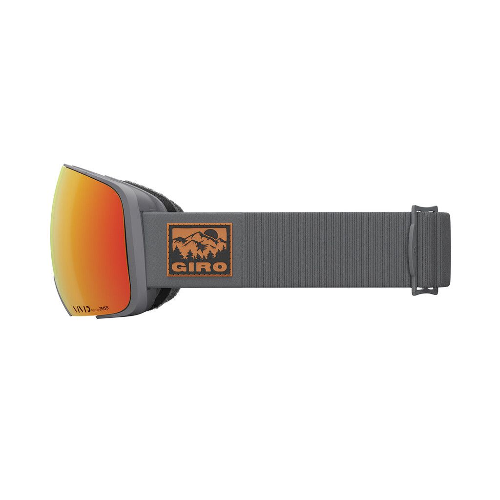 Lunettes grises Giro Comp Vivid avec écran torique Zeiss VIVID orange et bandeau gris, vue détaillée.
