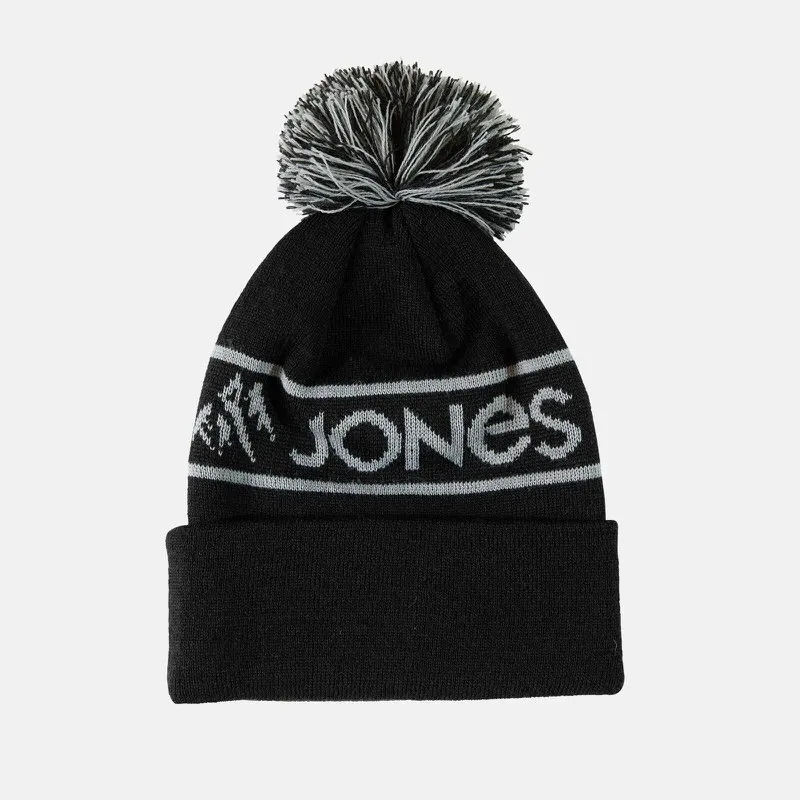 Berretto nero di Jones Chamonix Recycled con pompon e scritta del logo.