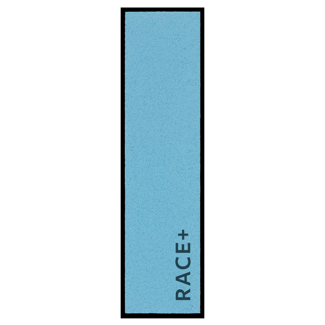 Hellblaue SNOLI Elastikfeile RACE Extra fein mit dunklem Rand und dem Aufdruck "RACE+".