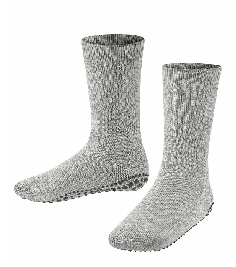 Two light gray children's socks from Catspads, with studs on the sole.