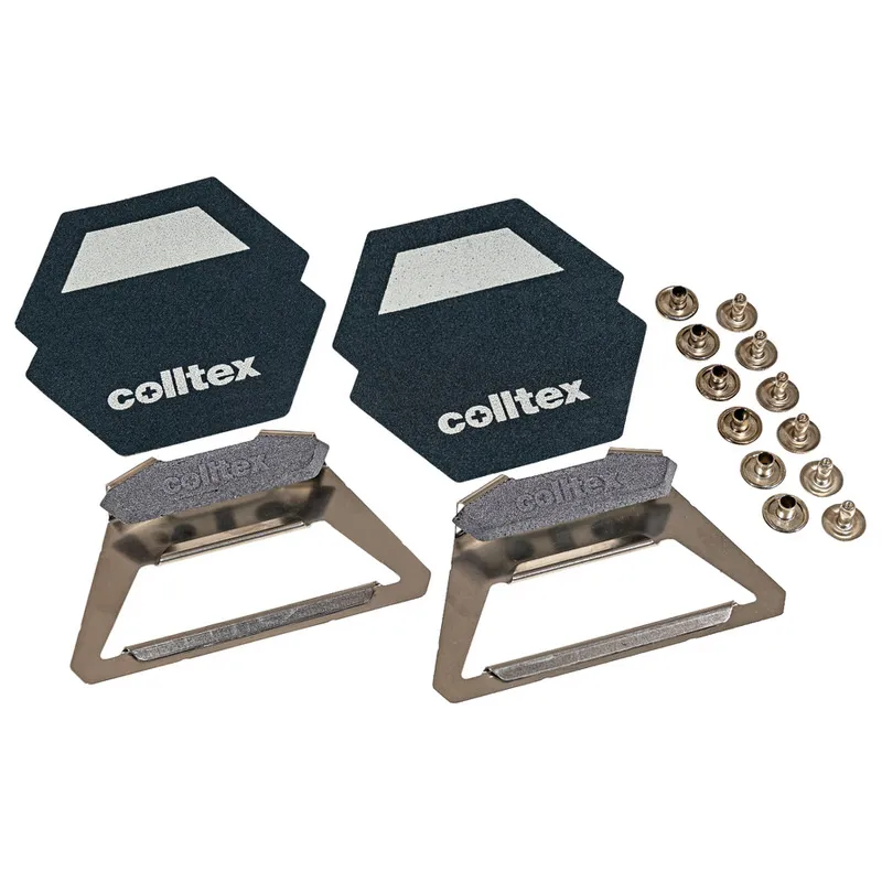 Two colltex fur hangers, hexagon tip caps and rivets for mounting.