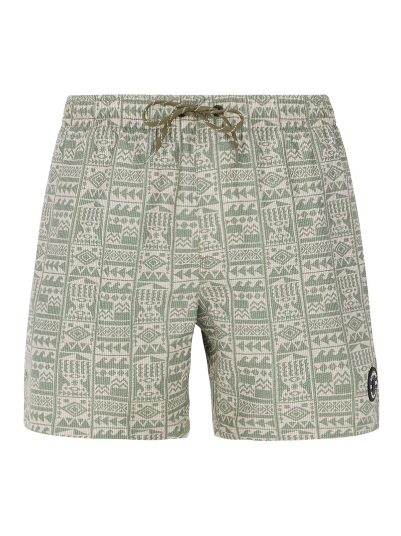 Badeshorts PRTFLIP Artichoke Green mit Muster, Kordelzug und Gummibund.