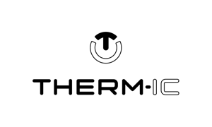 Therm-ic Logo Logo von Therm-ic mit stilisiertem "T" in einem Kreis über dem Schriftzug der Marke.