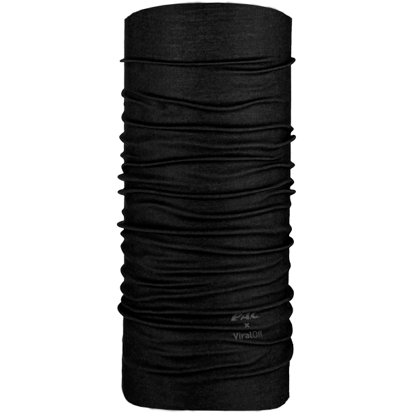 Schwarzer, geraffter P.A.C. ViralOff Tube, vertikal ausgerichtet.