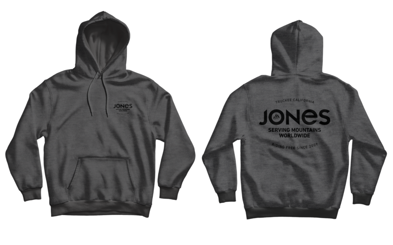 Hoodie gris Jones, vue avant et arrière, avec marque au dos.