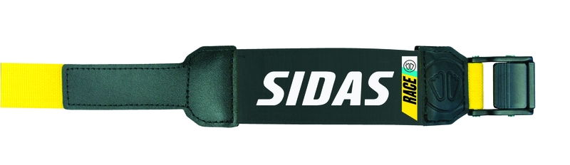 Draufsicht des Sidas Power Strap mit gelben Riemen und schwarzer Metallschnalle.