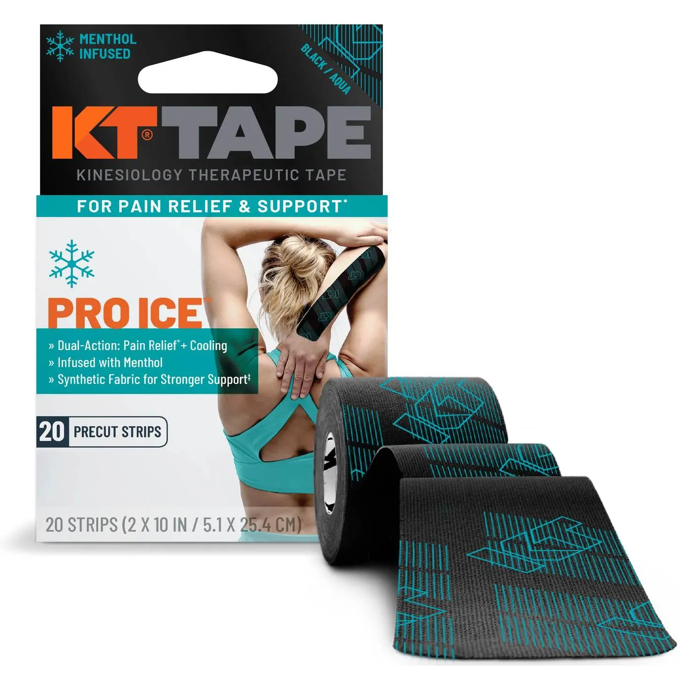 KT Tape Pro Ice Black 20 Streifen packung und rolle