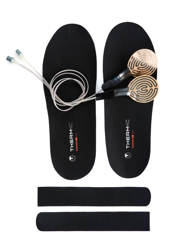 Therm-ic Insole Heat Kit: Zwei Einlegesohlen mit Heizelementen und Zubehör für die Montage.