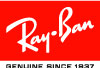 Ray-Ban Logo Rot Weißer "Ray-Ban"-Schriftzug auf rotem Grund. Darunter steht in kleineren, weißen Buchstaben "GENUINE SINCE 1937".