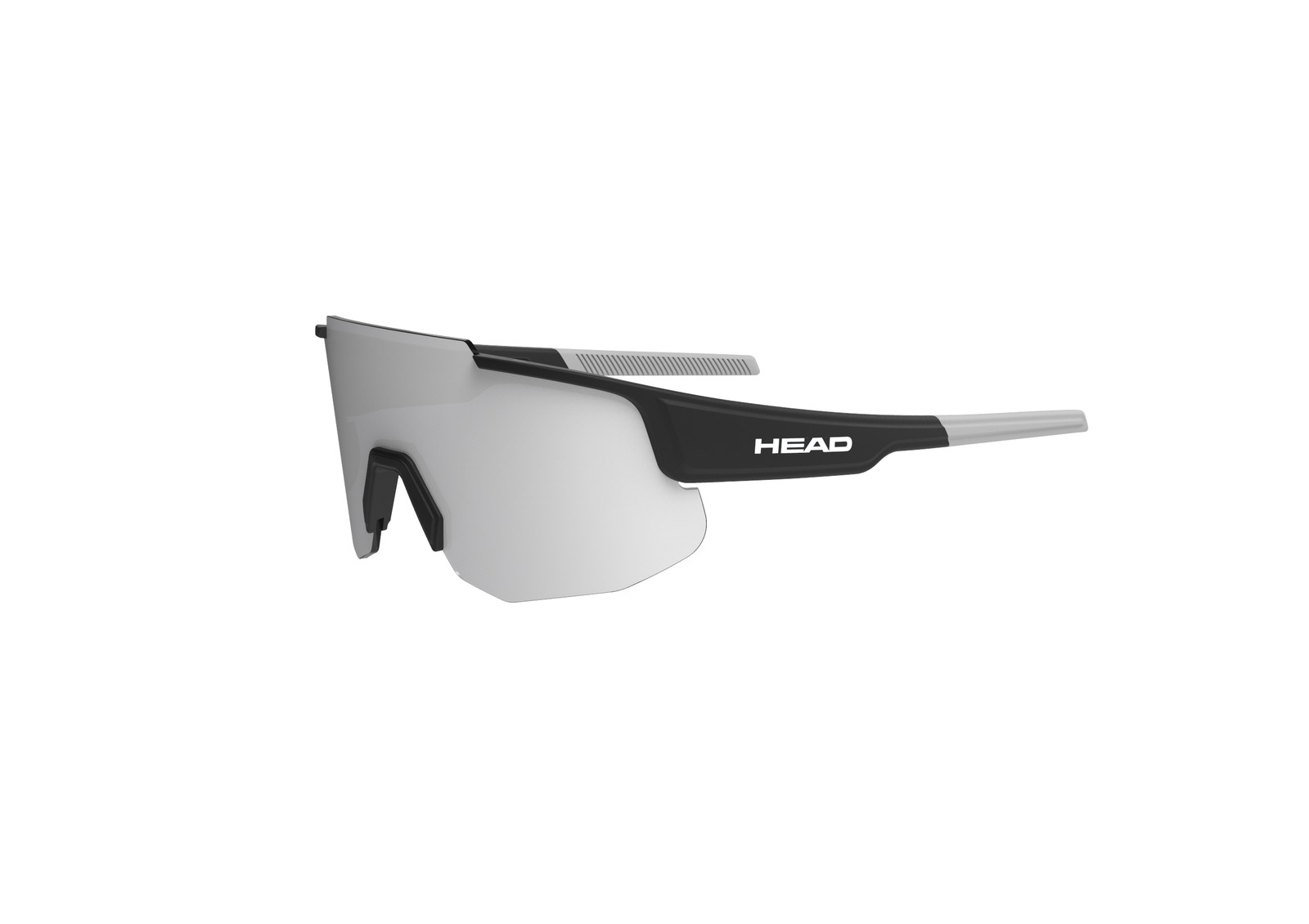 Sonnenbrille Head SUNSHIELD 5K Silver Black von der Seite, silberne Gläser, schwarzer Rahmen.
