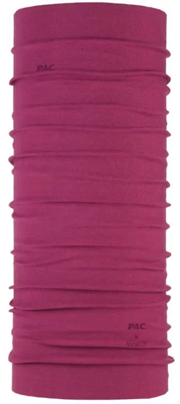 P.A.C. ViralOff Plum Tube scarf, purple, with 'PAC' and 'ViralOff' logo.