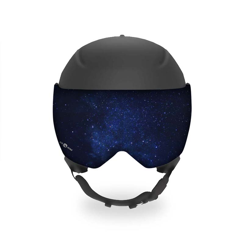 Helm mit Visier-Schutzsocken, blauer Sternenhimmel-Druck. Schutz vor Kratzern.