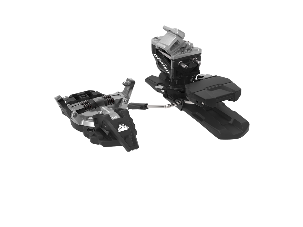 Dynafit ST Rotation Lite 10 Une fixation de randonnée Dynafit ST Rotation Lite 10, avec un design noir et argenté, isolé sur un fond blanc.