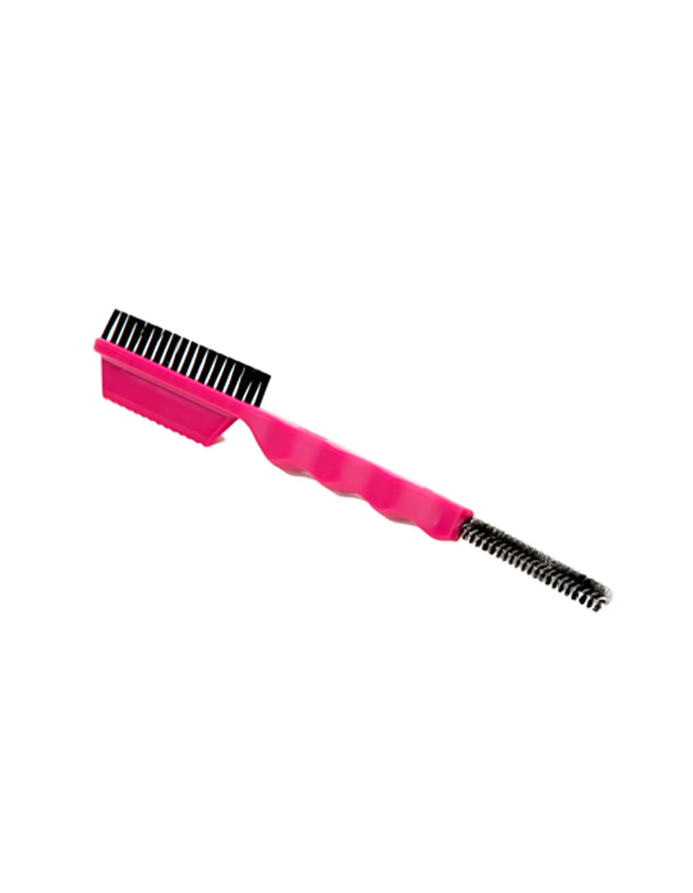 Pinke Ski Bürste mit zwei Bürstenköpfen, einer mit Borsten und einer als kleine Spiralbürste.