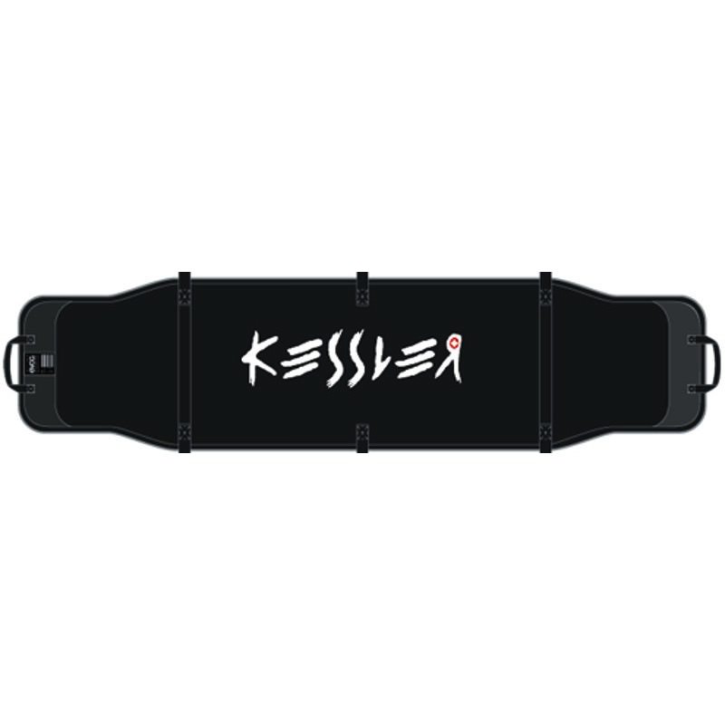 Kessler Boardcover noir Boardcover Alpine SL/GS noire Kessler, à plat avec poignées et logo blanc.