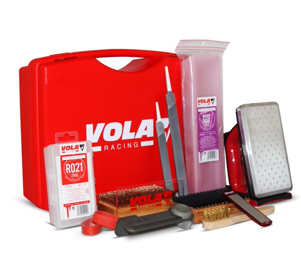 Vola Racing Alpine Tuning Set mit Werkzeugkoffer, Feilen, Bürsten, Wachs, Bügeleisen und Zubehör.