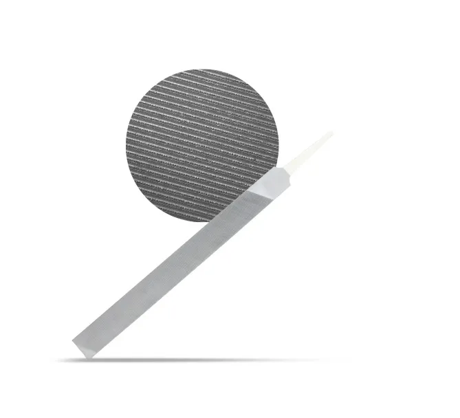 Metal file with Cut 2 cut and detailed view of the file surface.