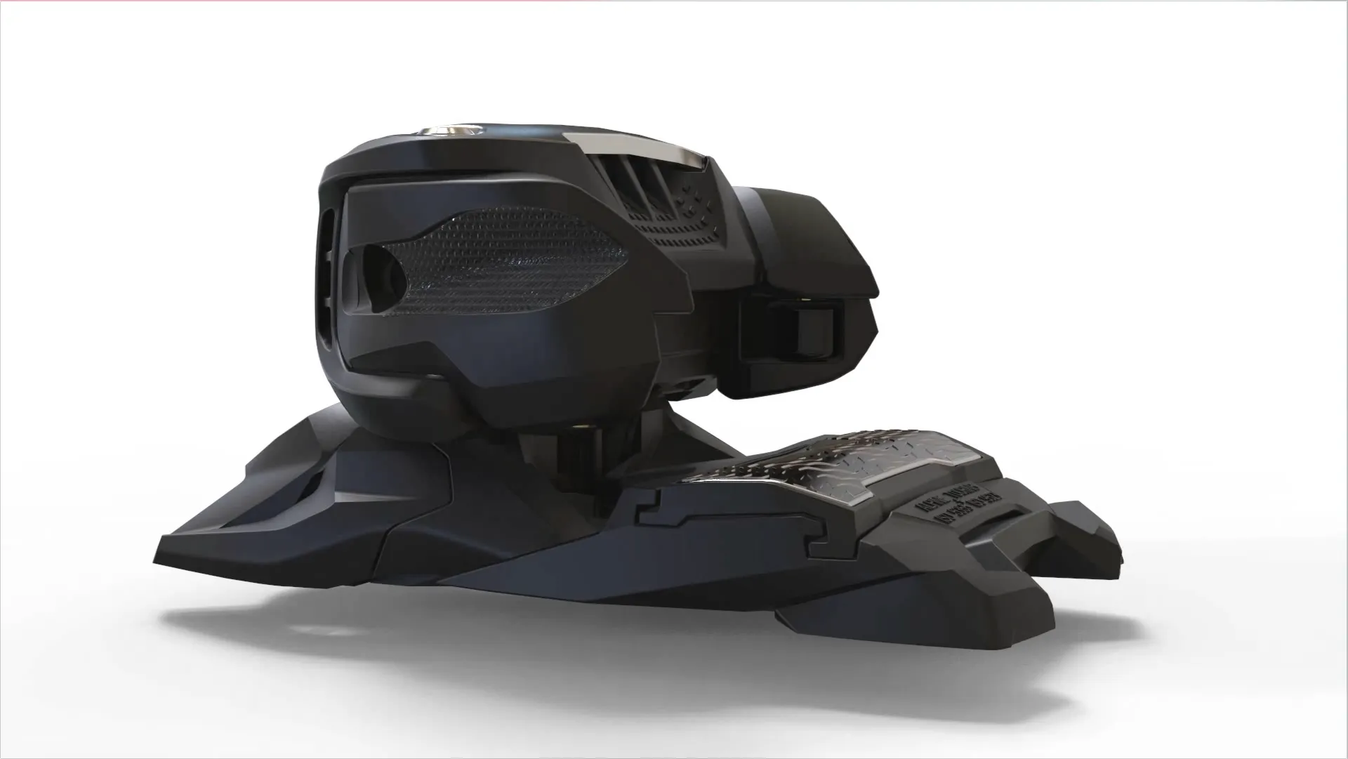Black ski binding, Griffon 13 ID model, side view, close-up of the technical details.