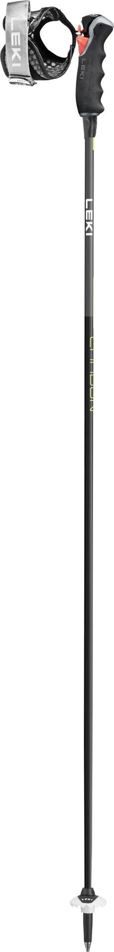 Black Leki Carbon 12 3D ski pole with gray-black grip, strap and plate.