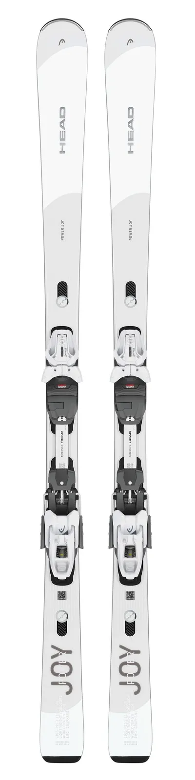 Weißer Head e-power Joy Ski mit montierter Bindung in der Frontansicht.
