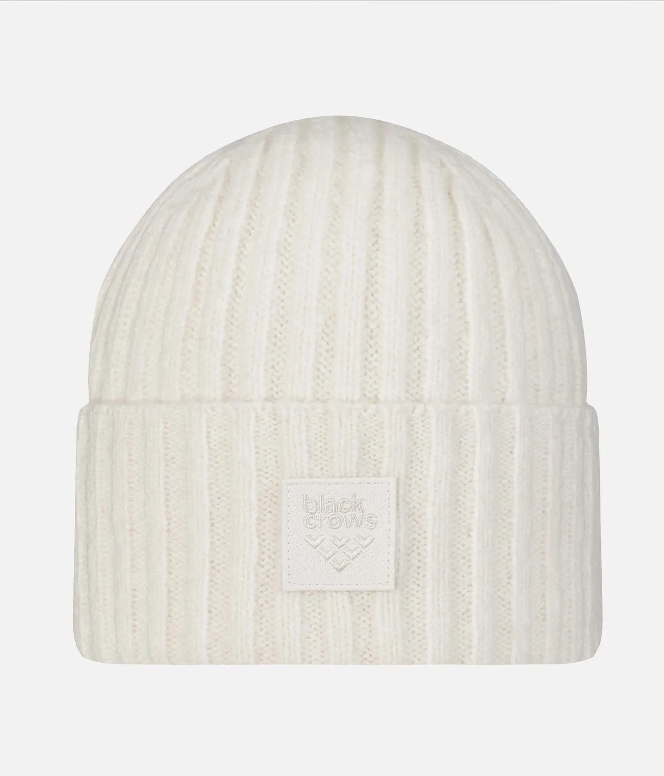 Off-white, ribbed Black Crow cap with matching logo patch.