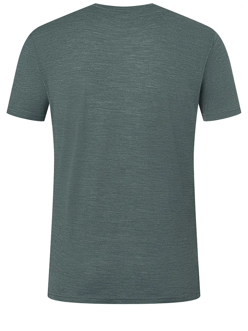 Vista posteriore di una T-shirt grigia screziata, "City Tee Urban Chic Melange".