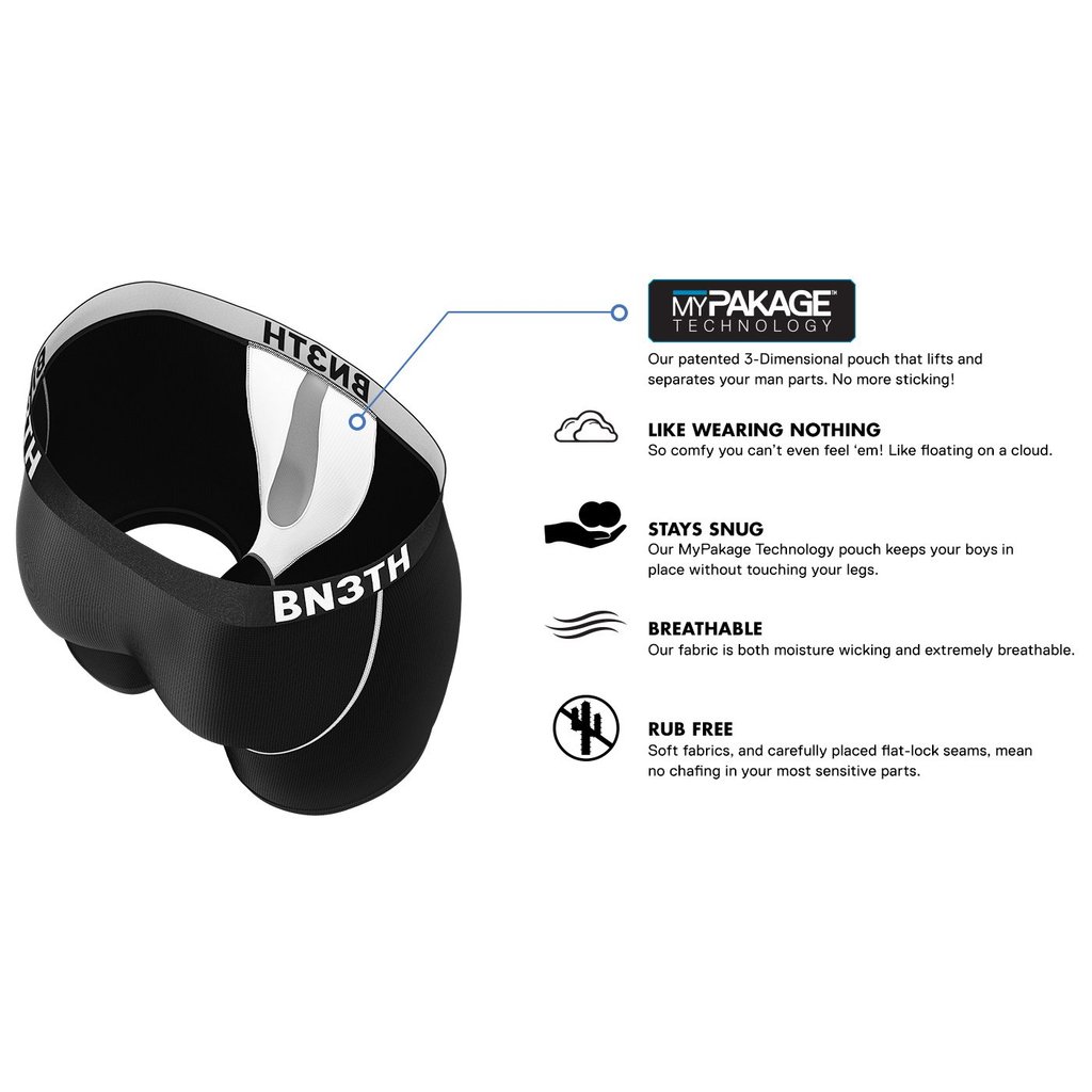 Herren Trunk Unterhose Herren Trunk Unterhose, seitliche Ansicht mit Details zur 'MyPakage' Technologie. Fokus auf Komfort und Halt.