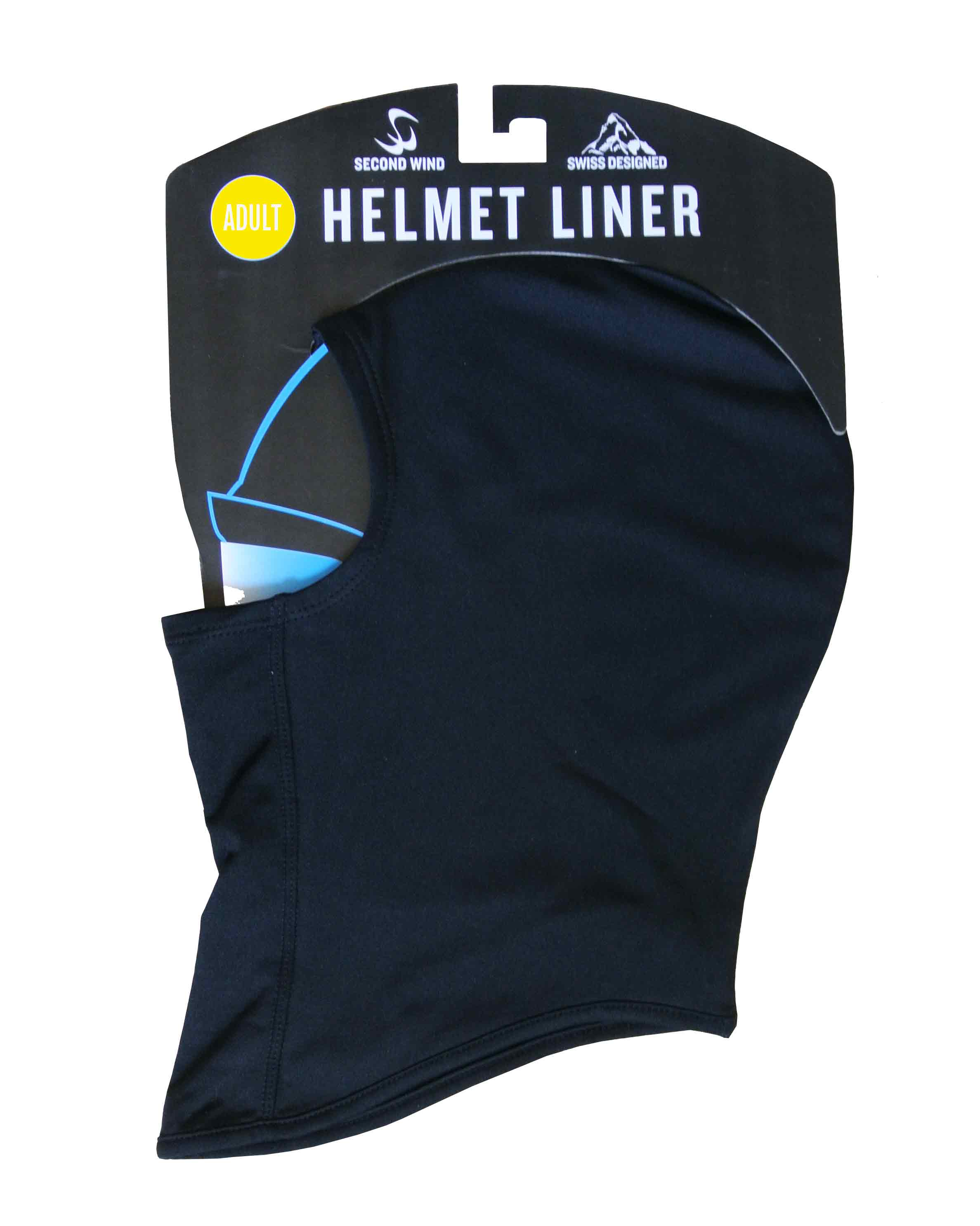 Verpackter, schwarzer Helmet Liner Adult mit Öffnung für Augen und Nase.