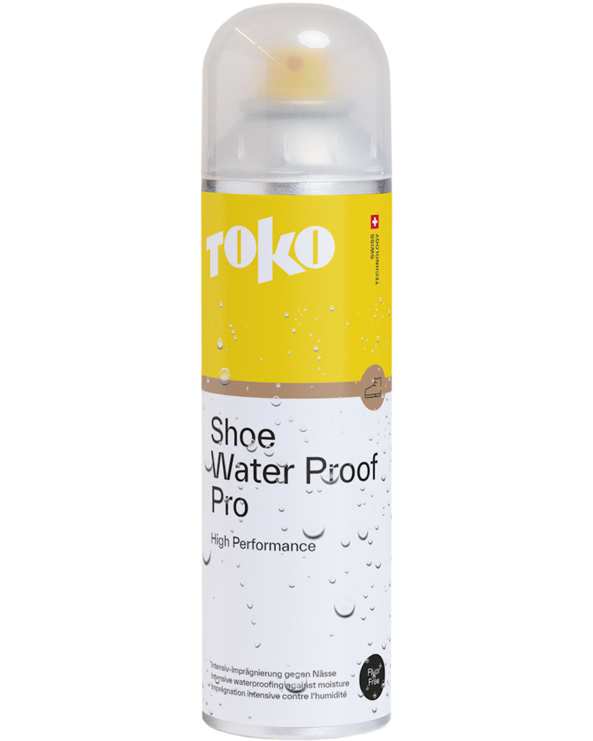 Toko Textil Imprägnierung 250ml Sprühflasche Toko Textile Water Proof Pro 250ml mit gelbem Etikett und Text, zum Imprägnieren von Textilien.