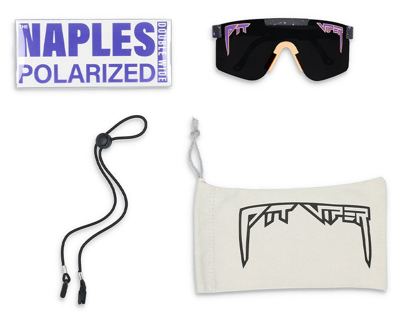 Naples Double Wide Polarized Sonnenbrille, Band, Putztuch und Etui im Set.
