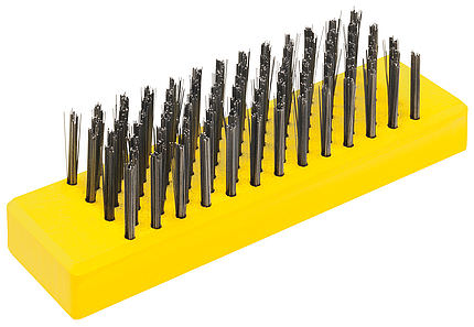 Gelbe Toko Struktur Bürste Gelbe Toko Structure Brush mit dichten, metallischen Borsten in mehreren Reihen.