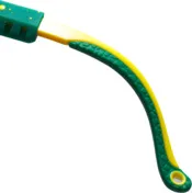 Detailed view of the temples of the Pit Viper The Straya sunglasses in green and yellow.