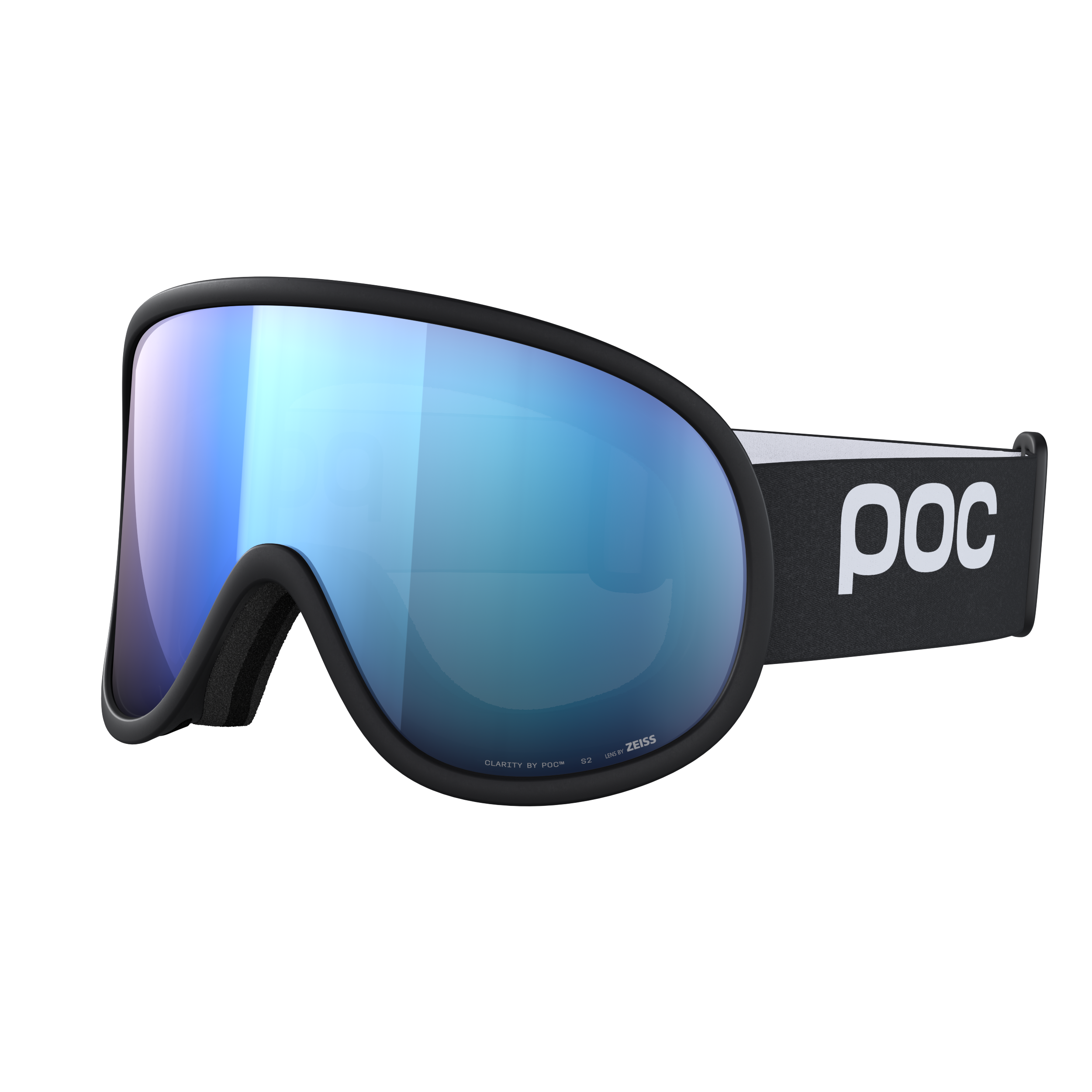 POC Retina Skibrille Skibrille POC Retina, Uranium Black Rahmen, Partly Sunny Blue Linse, seitliche Ansicht.