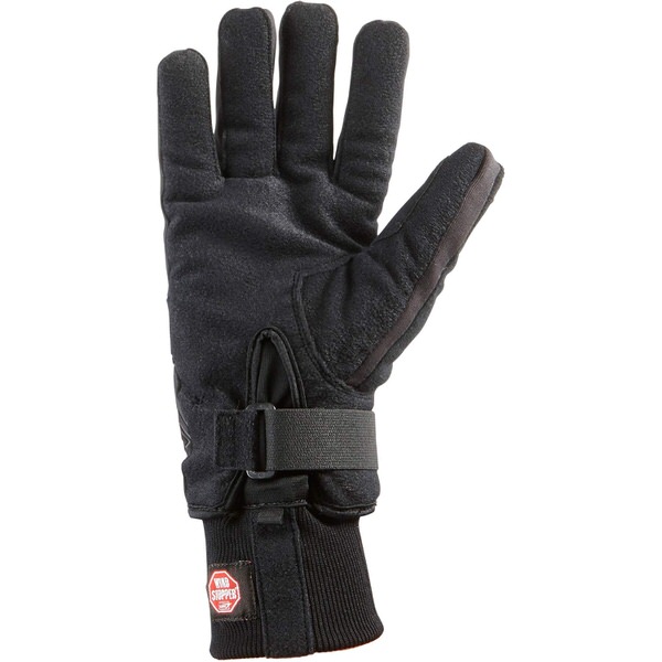 Windstopper Langlaufhandschuh Schwarzer Langlaufhandschuh, Handfläche nach oben, mit Klettverschluss am Handgelenk und Windstopper-Logo am Bündchen.
