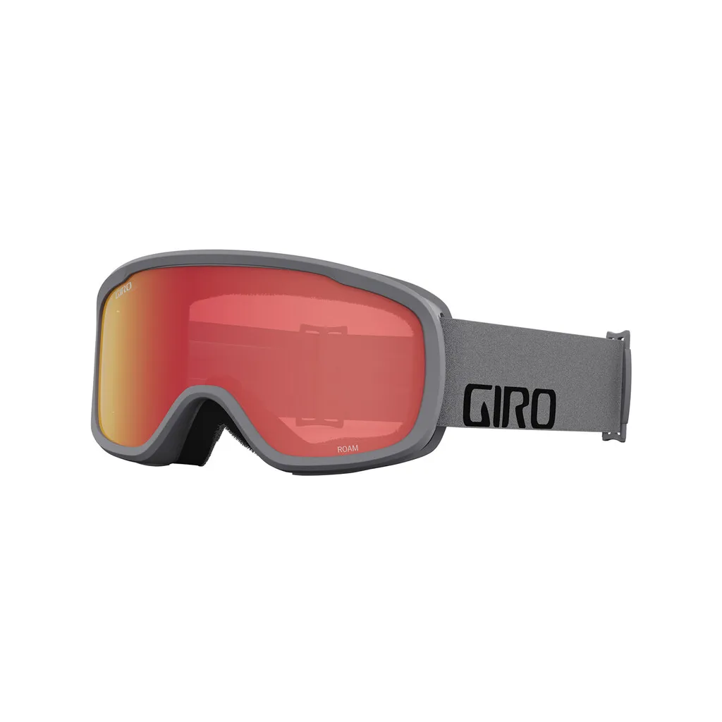Grey Giro Roam ski goggles with orange-red lens and gray strap, Giro inscription on the side.