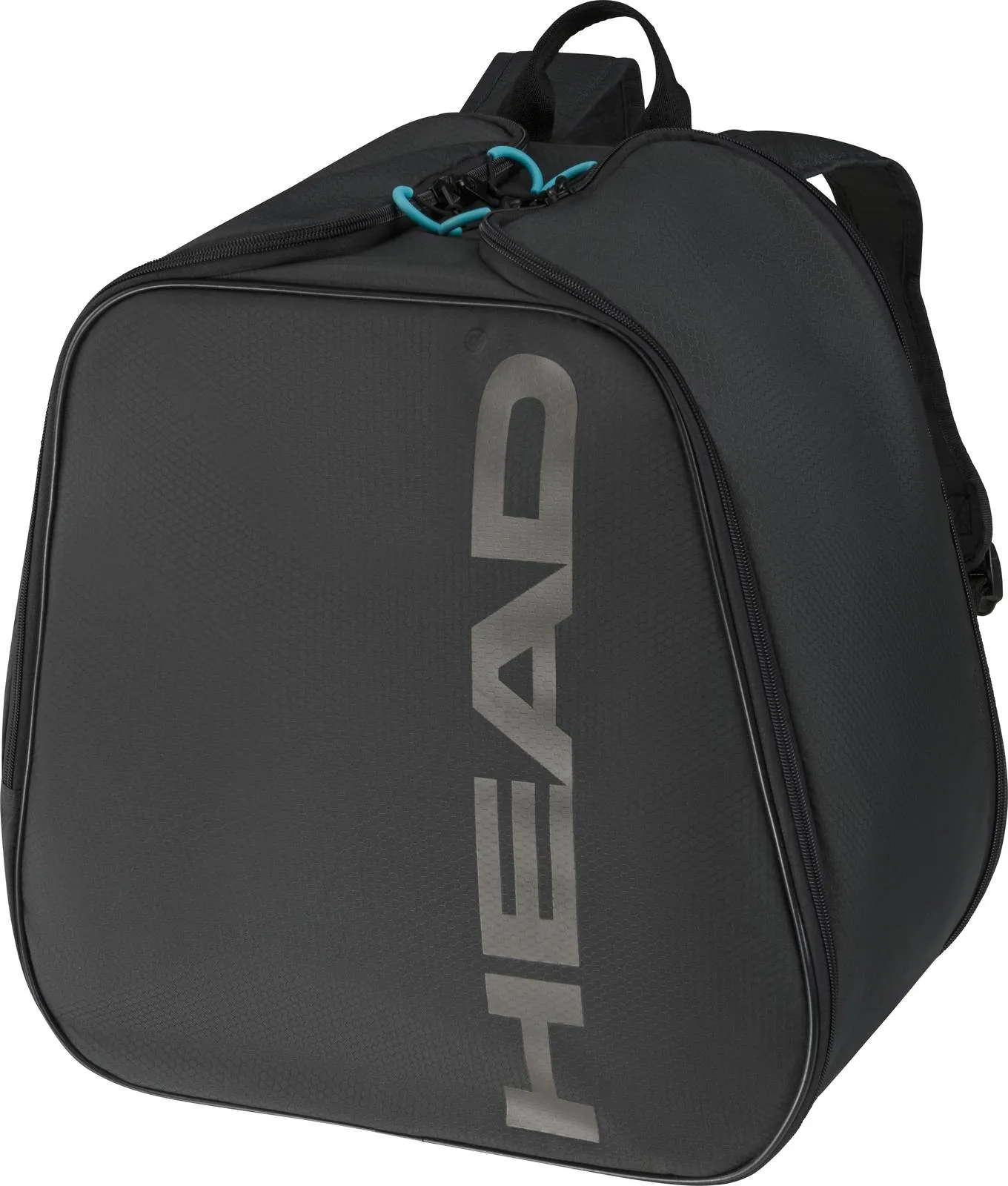 Head Boot Backpack 2026 noir avec poignées et fermetures éclair, nom de la marque imprimé.