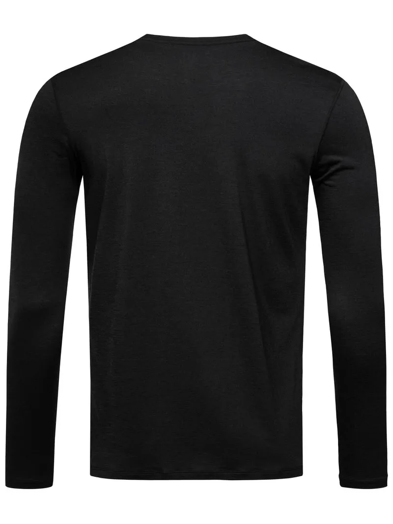 Manchon long noir Super.Natural M Base LS 175 par derrière, avec manches longues et encolure ronde.
