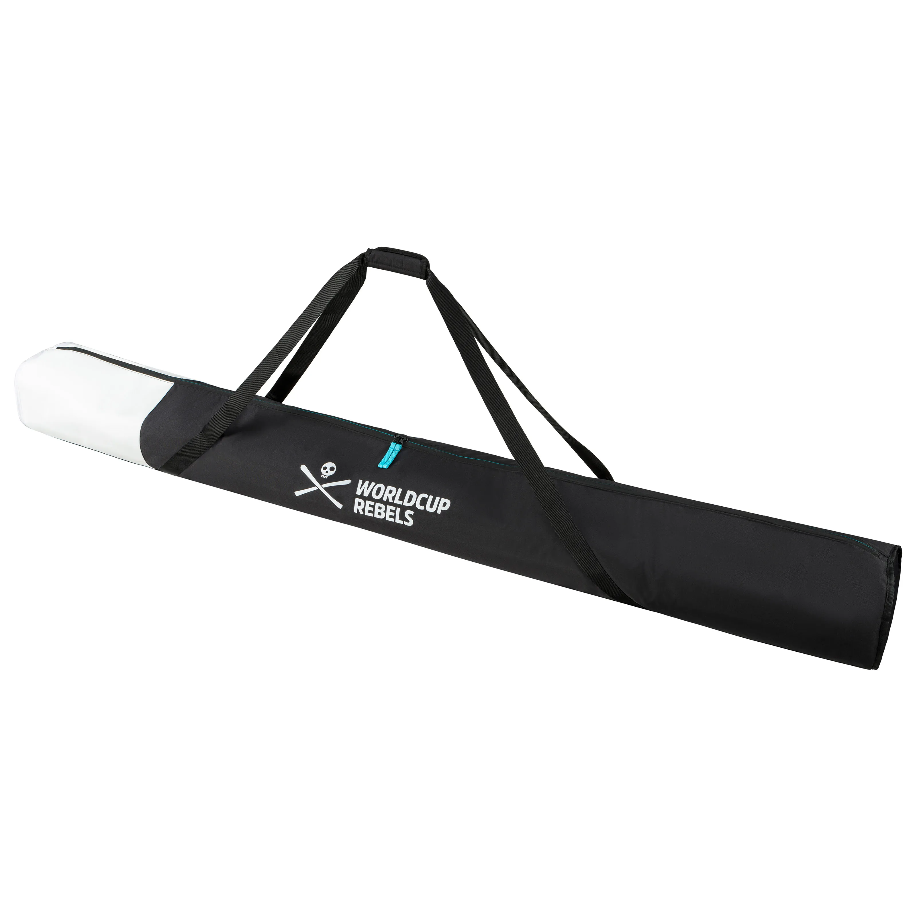 Black Head Rebels Skibag 197 with white end and carrying straps against a white background.