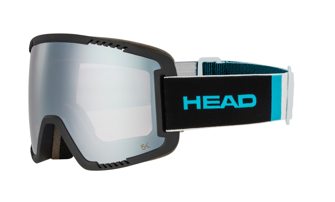 Contex Pro 5K Race Ski-Brille Contex Pro 5K Race mit verspiegelter Scheibe und schwarzem Band mit blauem "HEAD" Schriftzug.