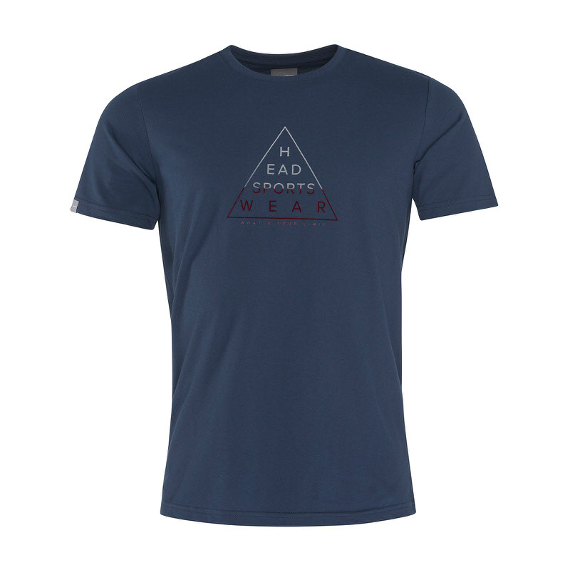 Dunkelblaues Head T-Shirt Dunkelblaues Head Oscar T-Shirt für Herren mit Dreieck-Print mit dem Schriftzug Head Sports Wear.