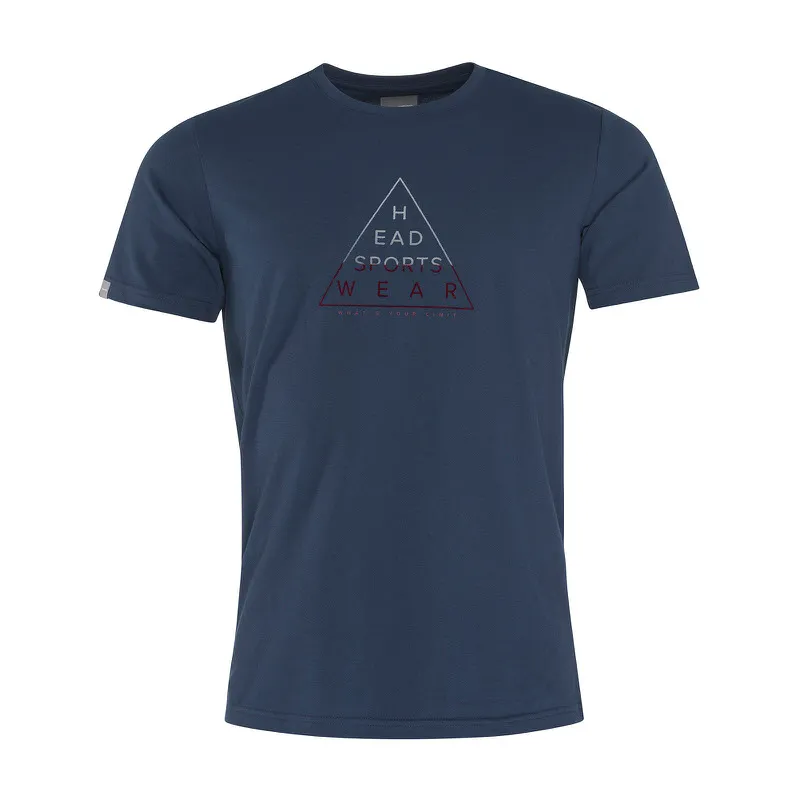 Dunkelblaues Head Oscar T-Shirt für Herren mit Dreieck-Print mit dem Schriftzug Head Sports Wear.